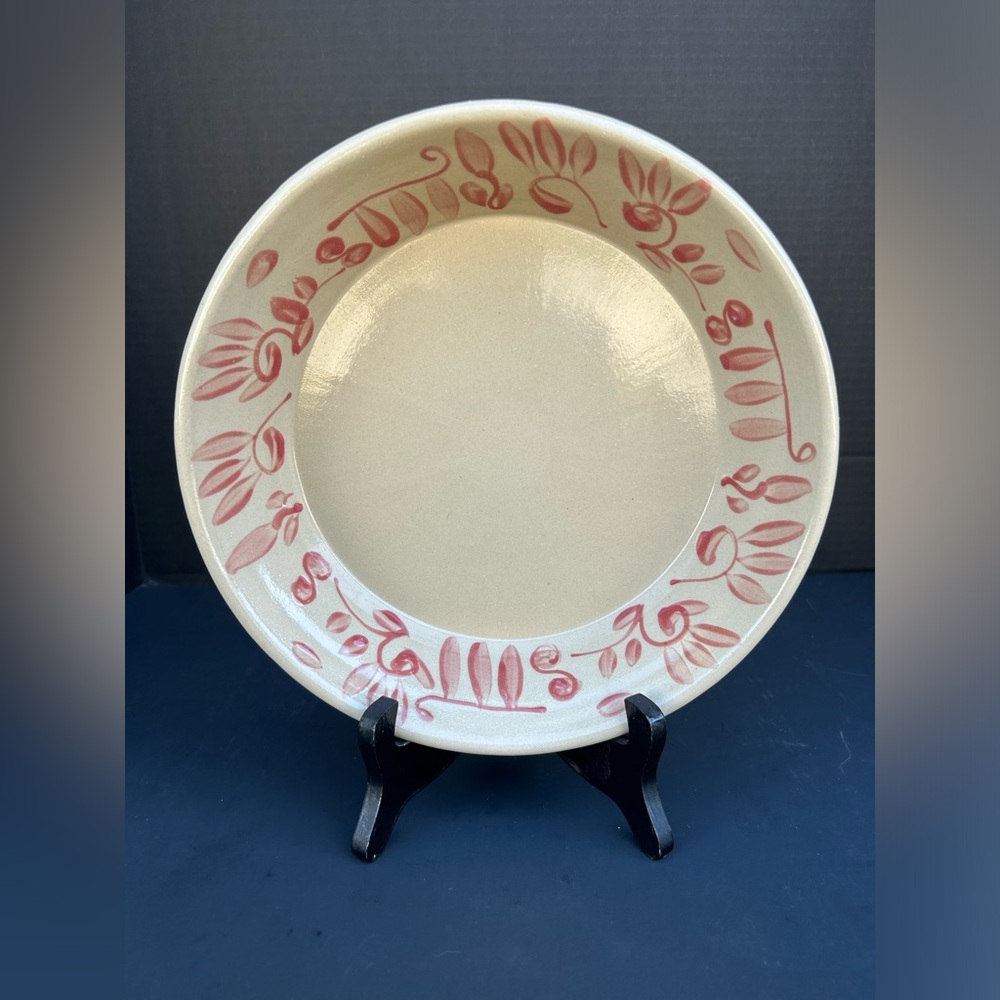 Beaumont Bros Pottery Deep Dish Pottery Pie Plate Rose Trim Zanesville Ohio USA